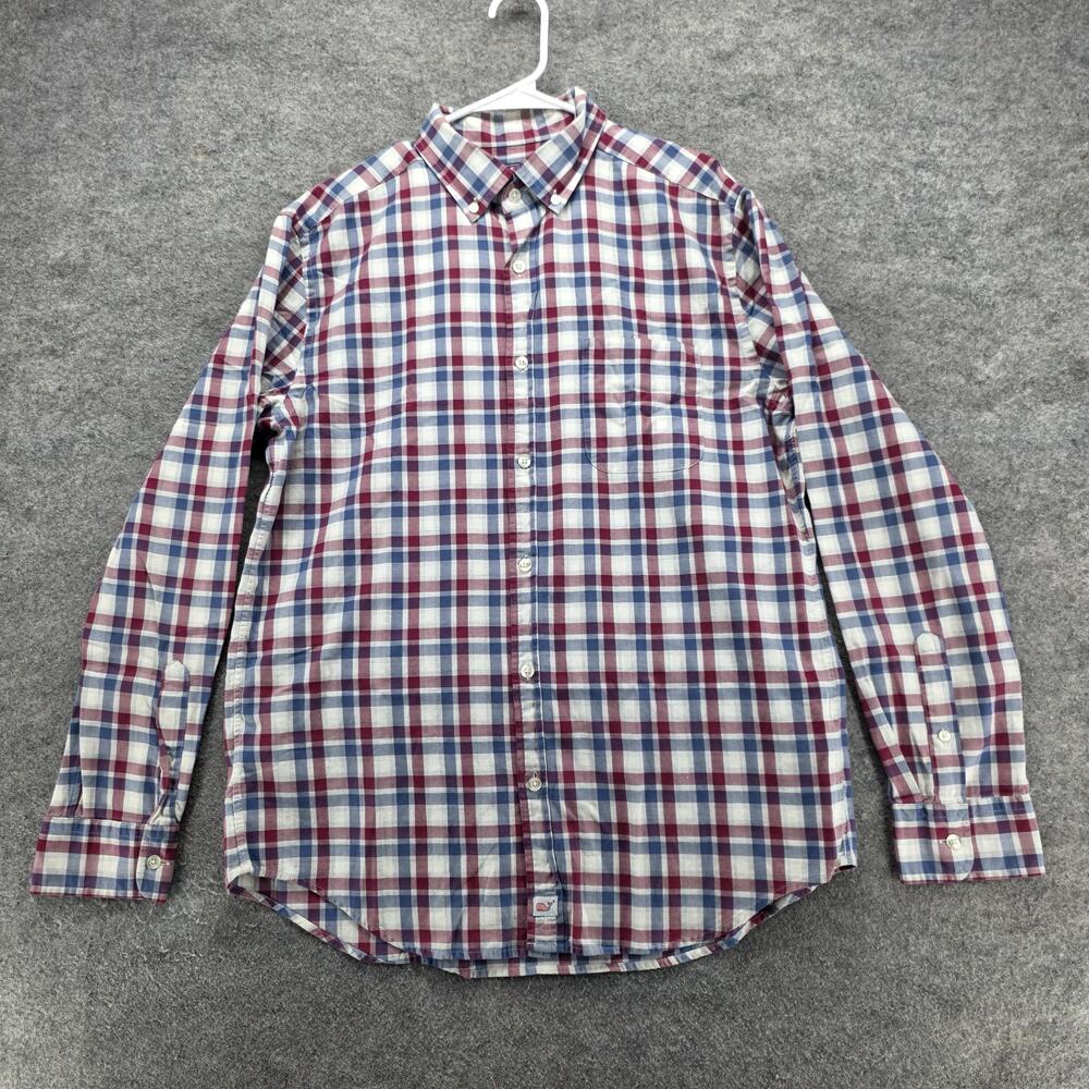 Vineyard Vines Shirt Mens Medium Plaid Classic Fit Murray Button Up